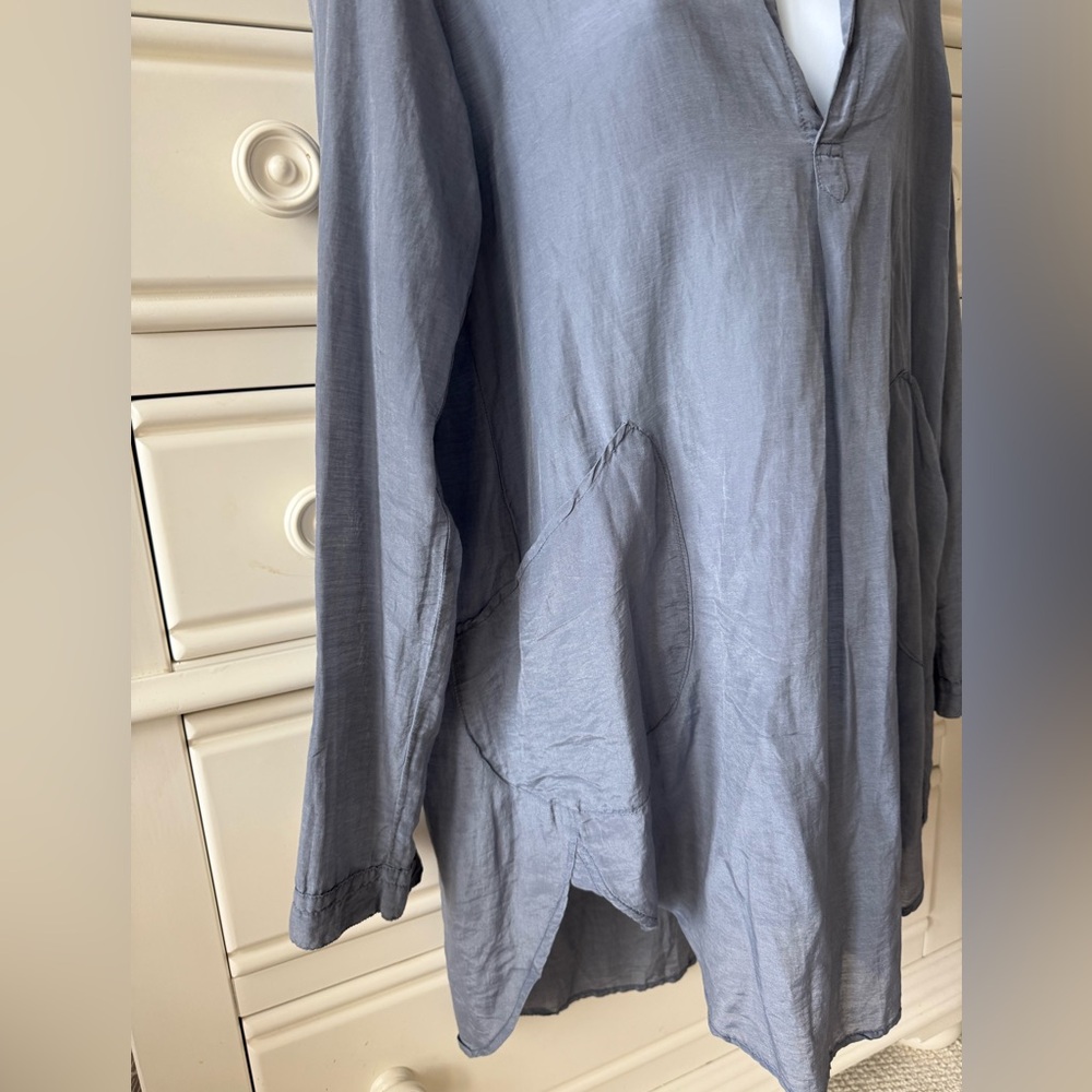 NWOT CP SHADES silk&cotton blue/gray Shirt/dress - Picture 2 of 5